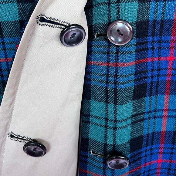 VINTAGE Hunter Green Tartan Plaid Wool Cape Cottage Core Preppy Cloak Coat P… - Picture 8 of 13